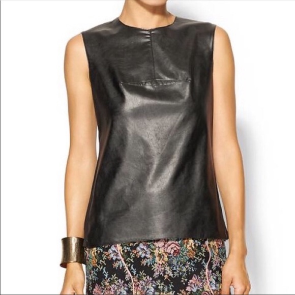BCBGMaxAzria Tops Bcbgmaxazria Faux Leather Sleeveless Top Poshmark